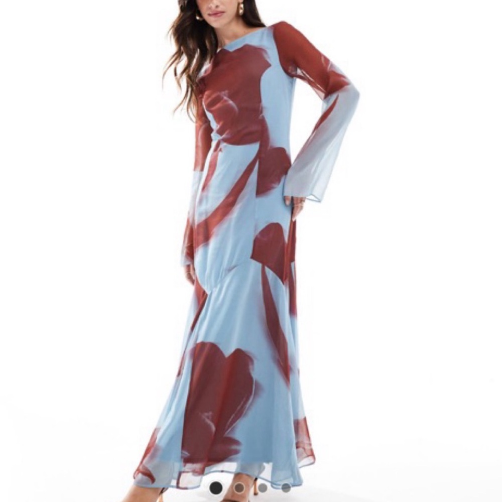 ASOS Blue and Red Maxi Trumpet Dress